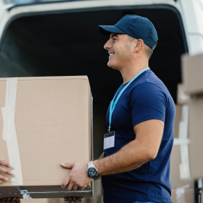 worker loading cardboard boxes
